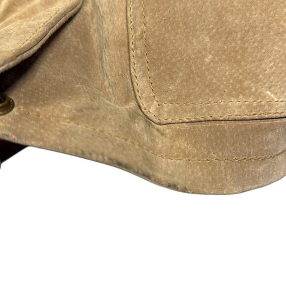 Vintage 1996 Northwest Territory Tan Leather Bomber Jacket Faux Fur Collar Large - Picture 5 of 13